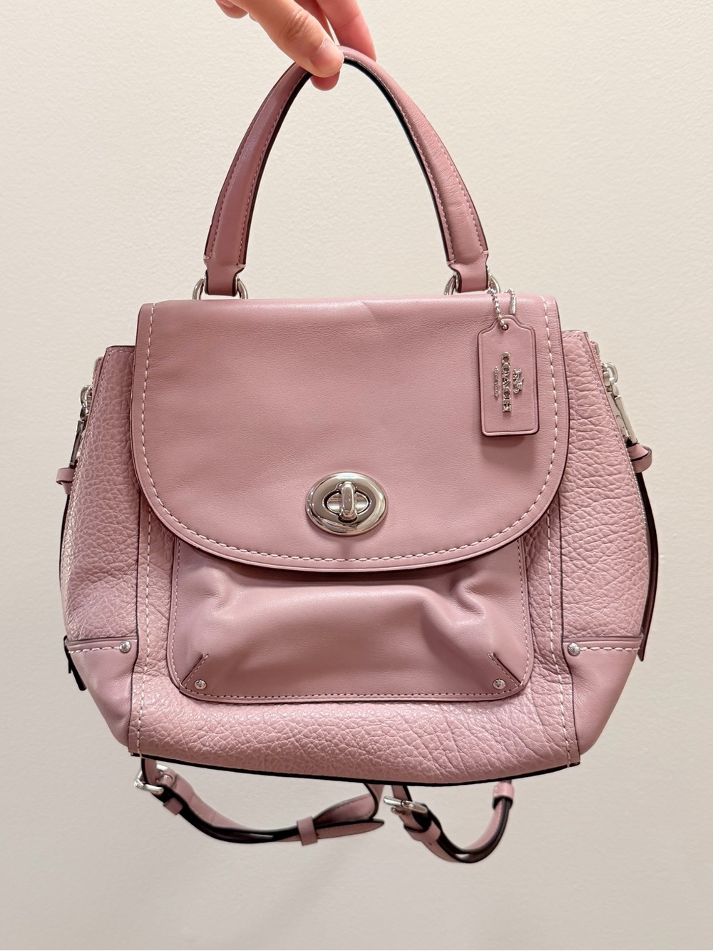 Coach Faye Small Dusty Rose Leather Convertible Backpack